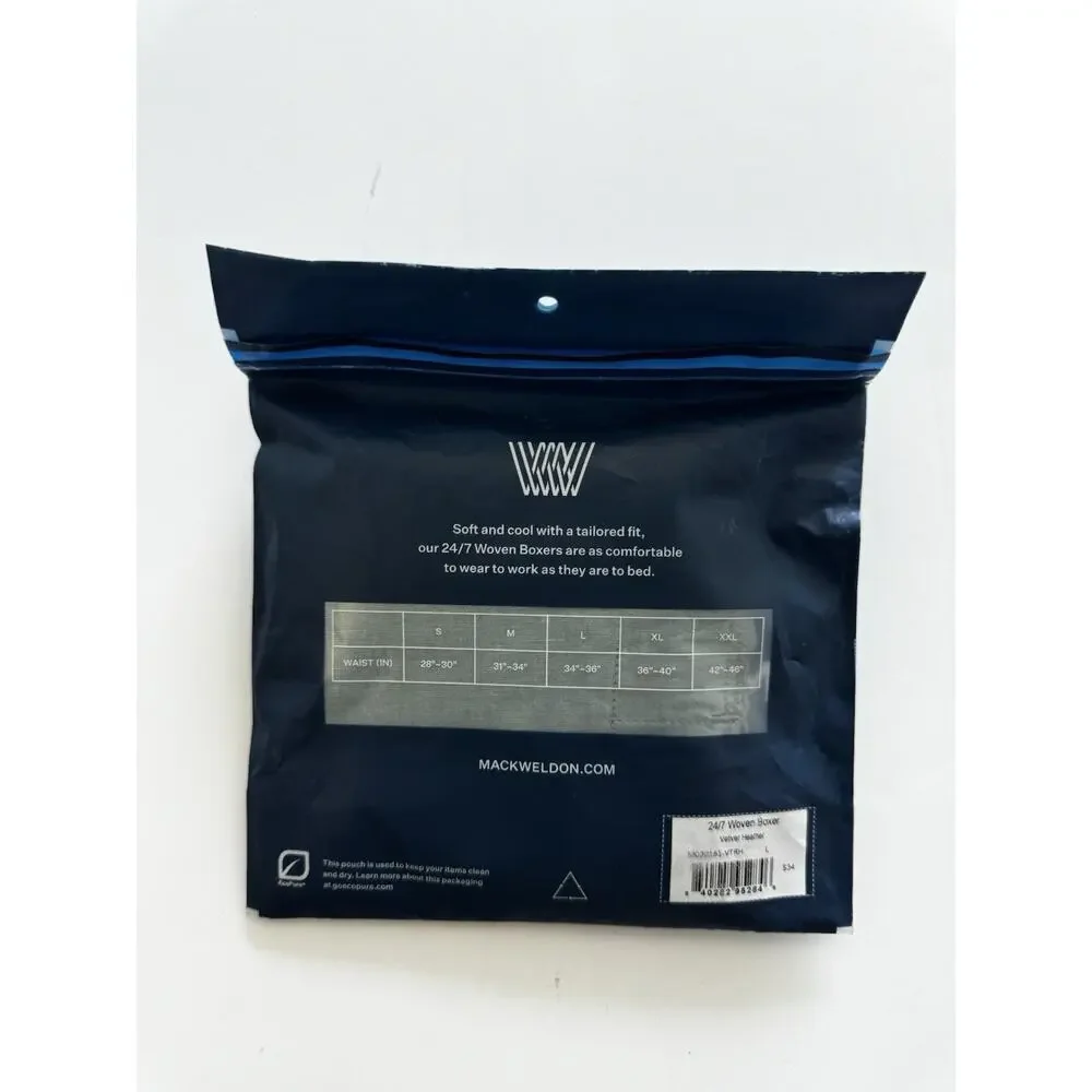 Mack Weldon Men's 24/7 Woven Boxer Vetiver Heather Large